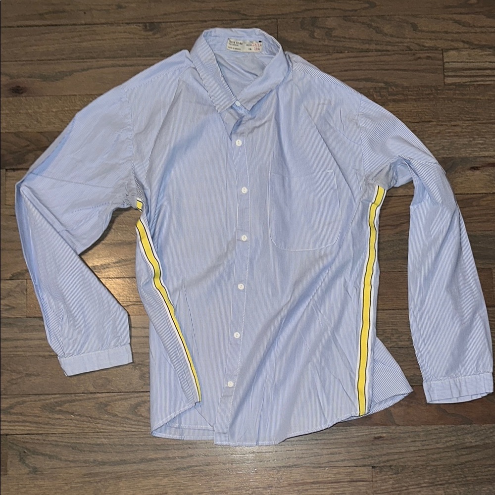 Zara Kids Blue and Yellow Striped Button Down Shirt